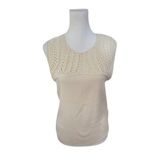 Dana Buchman‎ Sleeveless Crochet Beachy Coastal Preppy Capsule Wardrobe M